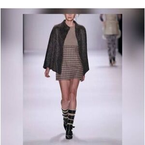Escada Runway 2012 Charcoal and Beige Plaid Mini Dress